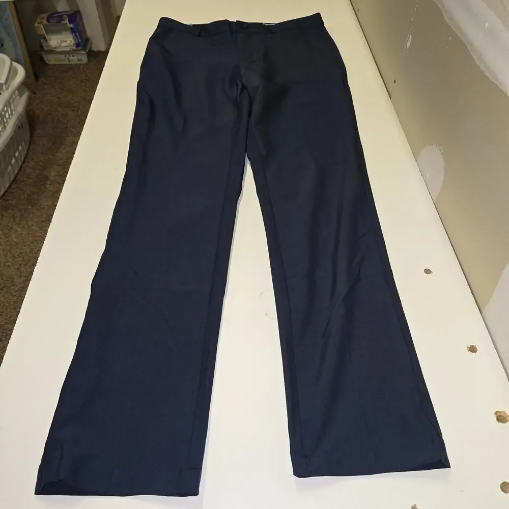 Greg Norman Golf Pants Stretch Performance Flat Front Trousers 32x32 NWTBlue